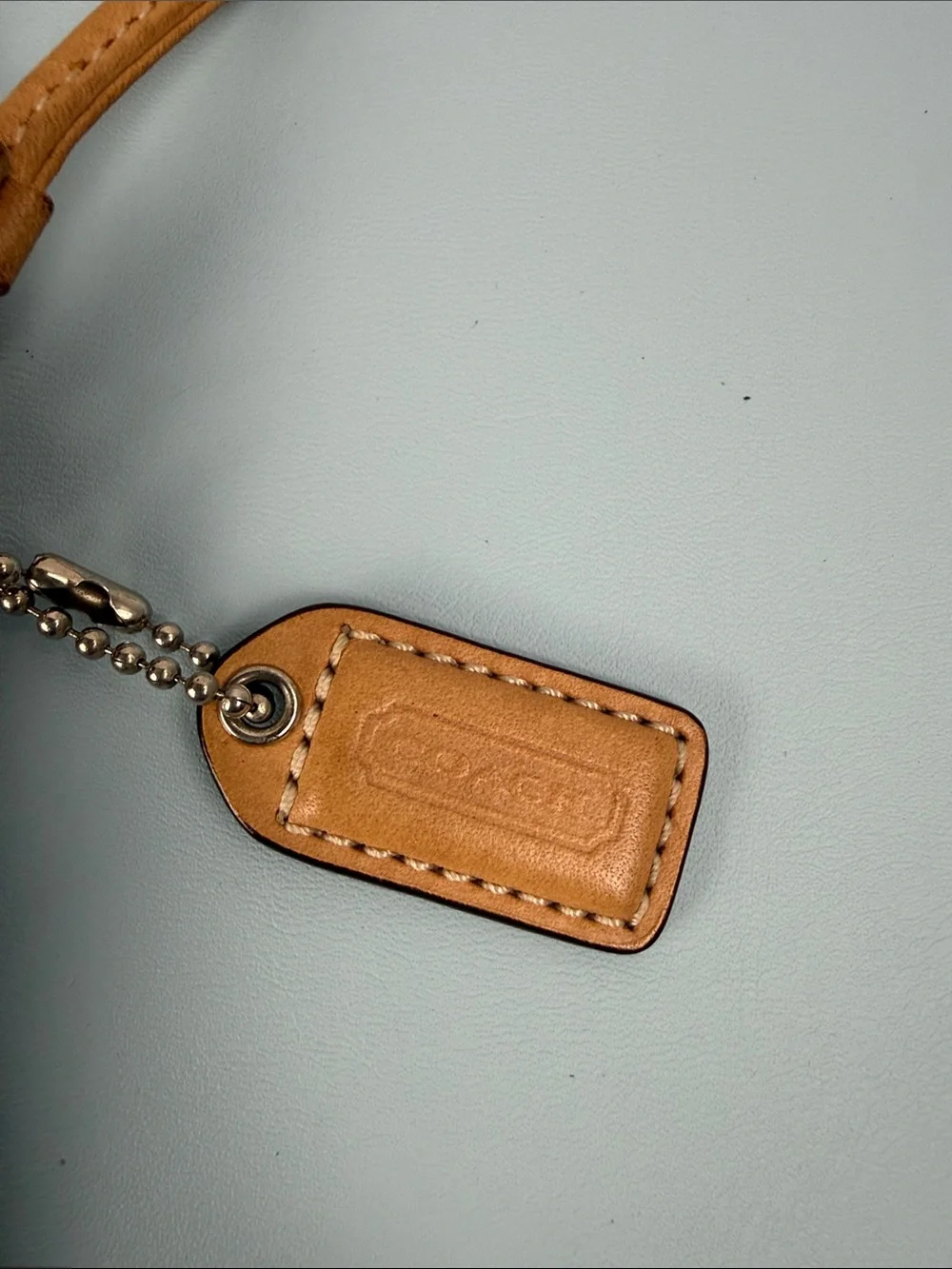Coach Brown Signature Canvas Wristlet with Tan Leather Accents